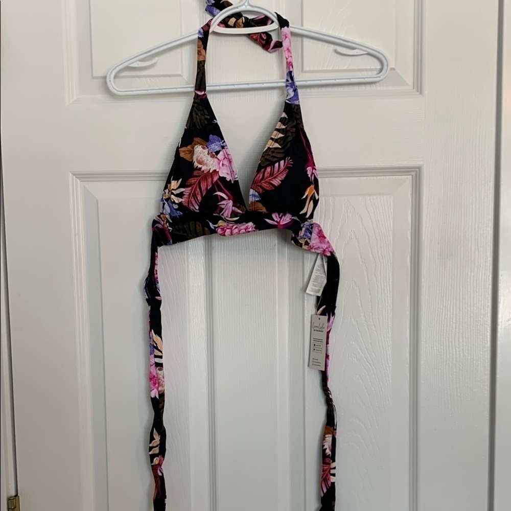 Cupshe Black with Floral Bikini Top